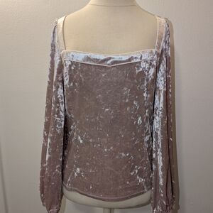 Anthropologie Velvet Blouse in Soft Pink